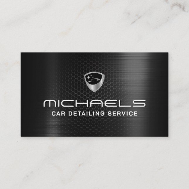 Cartão De Visita Automotive logo faux carbon texture Business Card (Frente)