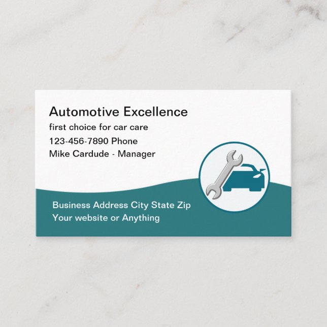 Cartão De Visita Automotive Services Cool Business Card Design (Frente)