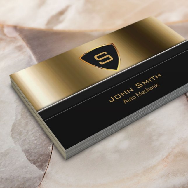 Cartão De Visita Automotivo Automotivo Dourado Real Mecânico (Criador carregado)