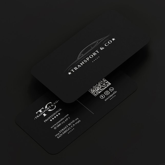 Cartão De Visita Automóvel Automático Companhia Negra Elegante (Transport Car Auto Company Elegant Black Silver Business Card
)