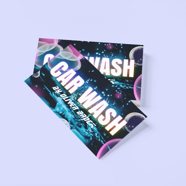 Cartão De Visita Automóvel Automotivo de Lava-Carro Neon (Criador carregado)