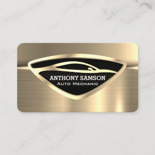 Cartão De Visita Automóvel Dourado Metálico