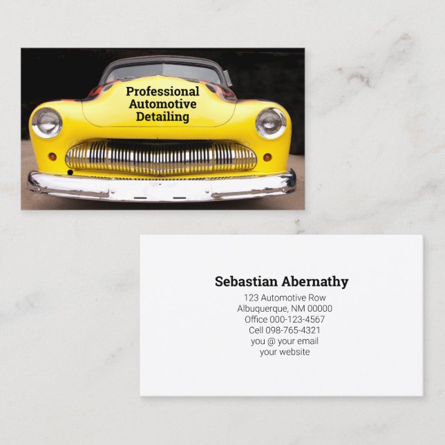 Cartão De Visita Automóvel Personalizado Ocupação Amarelo Automóvel (Frente/Verso)