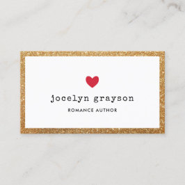 Cartão De Visita Autor de Romance Dourado de Brilho Vermelho