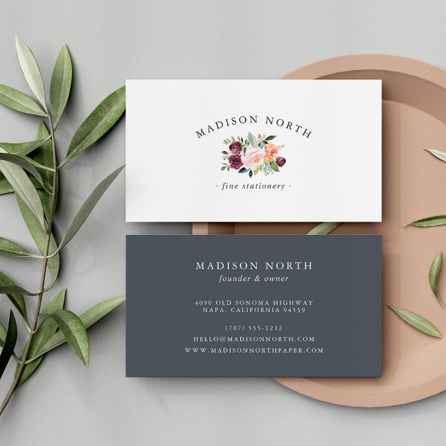 Cartão De Visita Autumn Bloom | Logotipo Floral a Aquarela (Criador carregado)