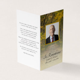 Cartão De Visita Autumn Leaves Lane Funeral Memorial Prayer
