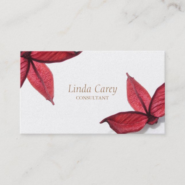 Cartão De Visita Autumn Red Flower Elegant (Frente)