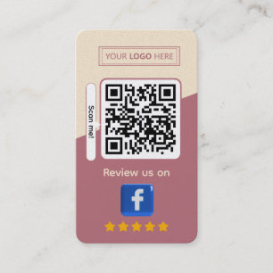 Cartão De Visita Avaliação de Negócios do Facebook com Código QR