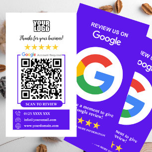 Cartão De Visita Avaliações do Google Código QR Violeta para Aval