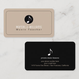 Cartão de Visita Aveia e Preto com Nota Musical Le