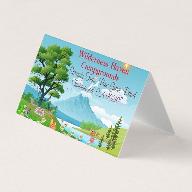 Cartão De Visita Aventura de Verão para Camping Familiar Inspirada  (Frente)