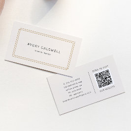 Cartão De Visita AVERY Chic Dourado Preto Creme Quadro Duplo Código