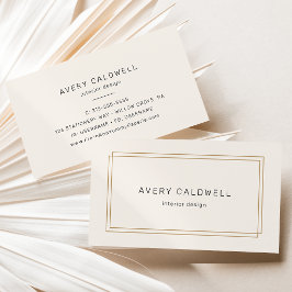 Cartão De Visita AVERY Chic Dourado Preto e Creme Quadro Duplo