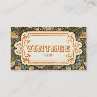 Cartão De Visita Aves e morangos design de colheita ornamentais