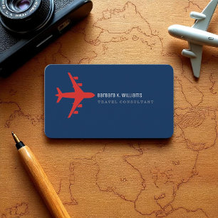 Cartão De Visita avião vermelho consultor viagem em azul