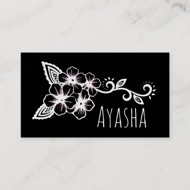 Cartão De Visita Ayasha Indígenas Floral (Frente)