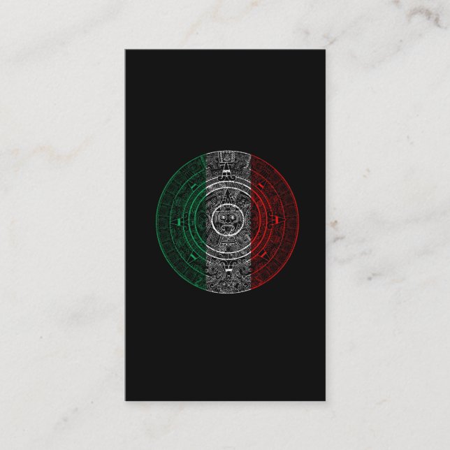 Cartão De Visita Aztec Calendário Mexicano Bandeira Arte Mexicana (Frente)