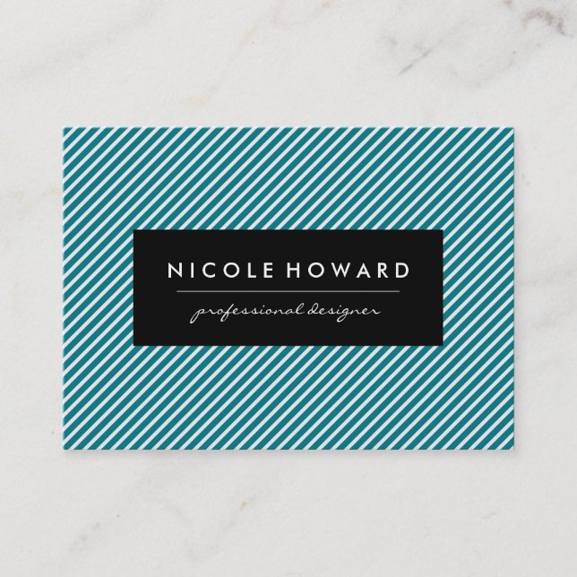 Cartão De Visita Azul-aqua e faixas brancas (Frente)
