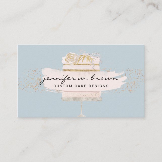 Cartão De Visita Azul Azul Azul De Bolo De Largura (Frente)