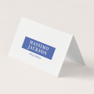 Cartão De Visita Azul Branco Minimalista Moderno Profissional