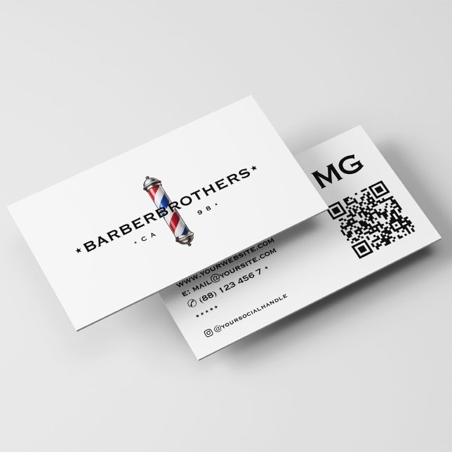 Cartão De Visita Azul branco vermelho-torre clássico (Classic Barber Pole Red White Blue Business Card
)