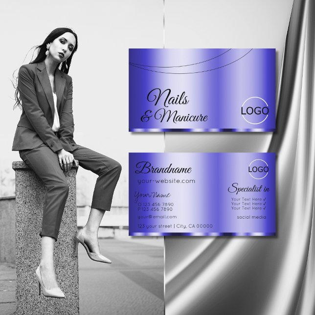 Cartão De Visita Azul brilhante com moderno logotipo (Criador carregado)