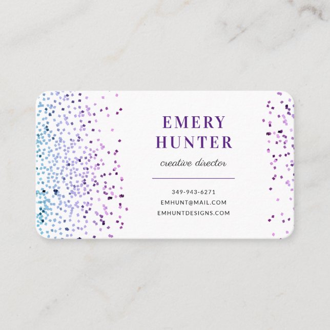 Cartão De Visita Azul brilhante disperso e púrpura (Frente)