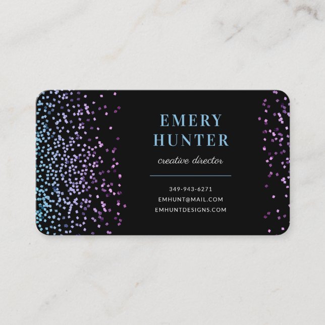 Cartão De Visita Azul brilhante disperso e púrpura (Frente)