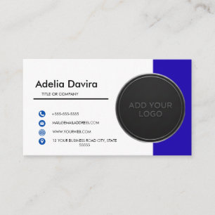 Cartão de Visita Azul com Logotipo e Texto Simples