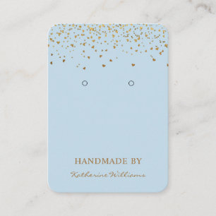 Cartão De Visita Azul Confetti Dourado Placa de exibição de grav