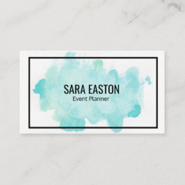 Cartão de visita azul da aguarela com beira