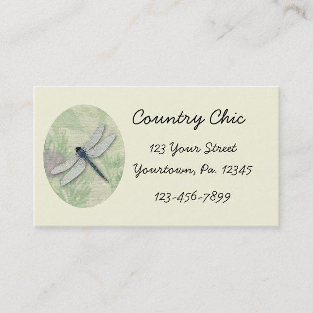 Cartão de visita azul da libélula (Frente)