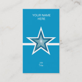 Cartão de visita azul de linha branca com estrela