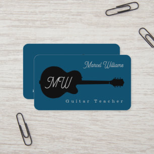 Cartão de visita azul de professor de música com p