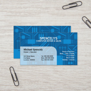 Cartão De Visita Azul do conselho de circuito elétrico