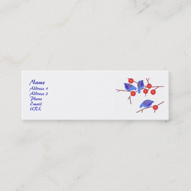 Cartão de visita azul dos pássaros (Frente)