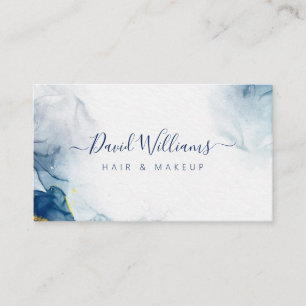 Cartão De Visita Azul, Dourada Arte Moderna Líquida Ca Comercial