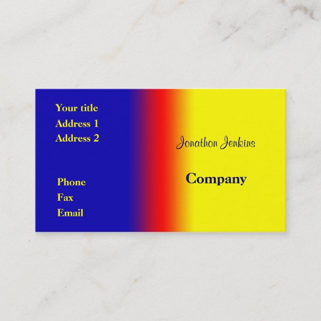 Cartão De Visita Azul e amarelo (Frente)