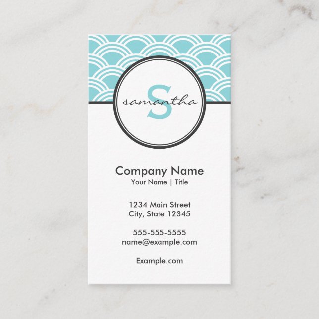 Cartão De Visita Azul e Branco modernos (Frente)