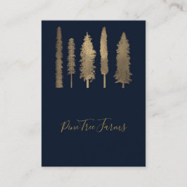 Cartão De Visita Azul Escuro & Floresta Dourada Árvores Rústicas