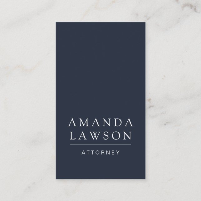 Cartão De Visita Azul Escuro Simples Elegante (Frente)