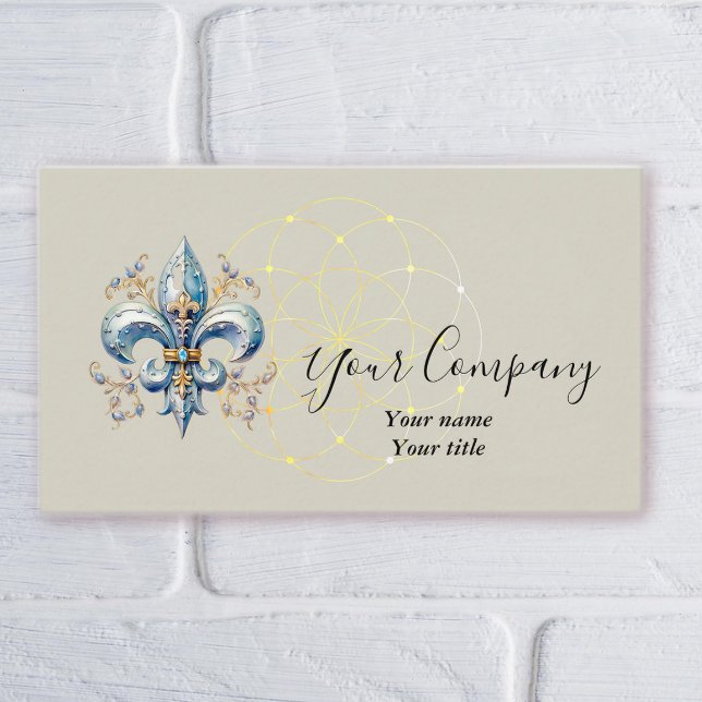 Cartão de Visita Azul Fleur-de-Lis (Criador carregado)