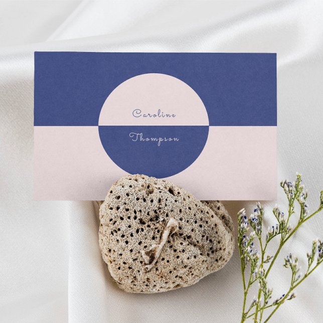 Cartão De Visita Azul Geométrico Moderno e Rosa (Criador carregado)