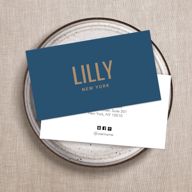 Cartão De Visita Azul-lacrimejo moderno (Criador carregado)