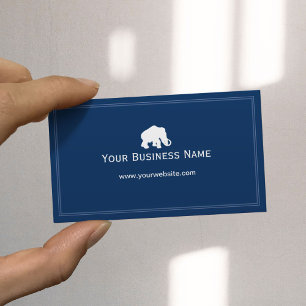 Cartão de visita azul liso simples do elefante