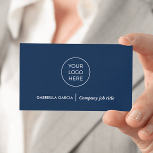 Cartão de Visita Azul Marinho com Código QR de Log