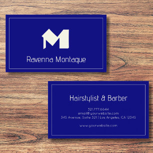 Cartão De Visita Azul Marinho Premium Nome Personalizado Monograma