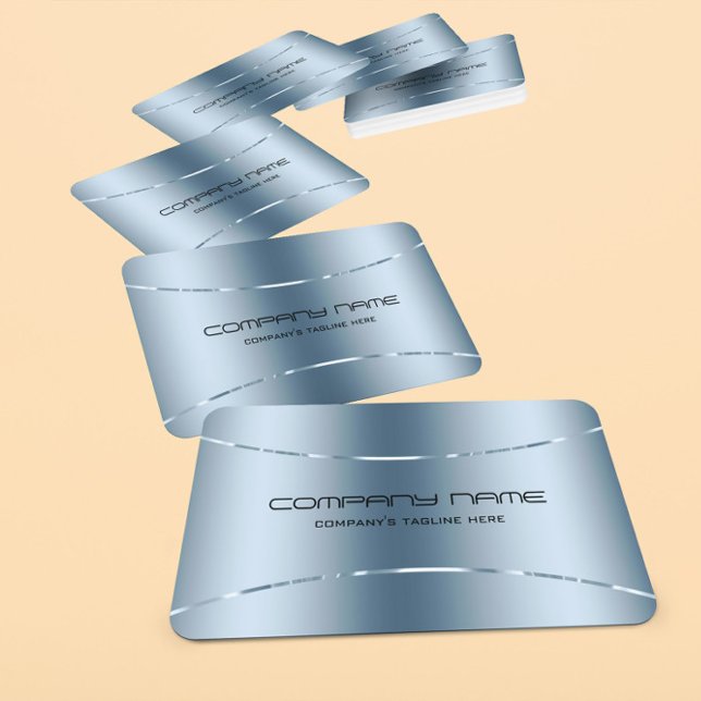 Cartão De Visita Azul Metálico Moderno - Aço Inoxidável - Aspecto 2 (Criador carregado)