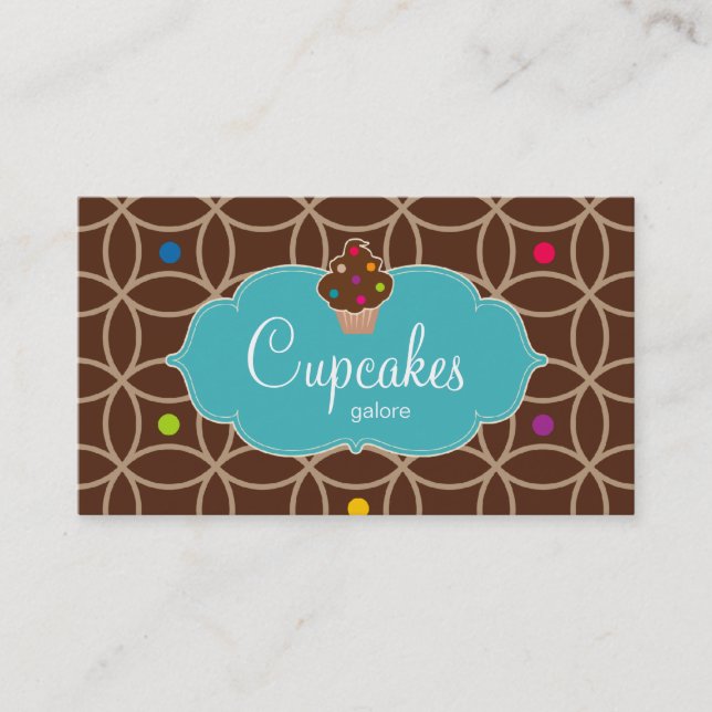 Cartão De Visita Azul moderno do chocolate dos pontos da padaria do (Frente)