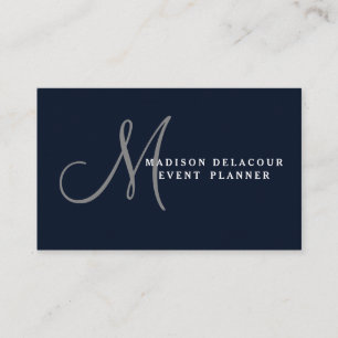 Cartão De Visita Azul moderno elegante profissional & branco do